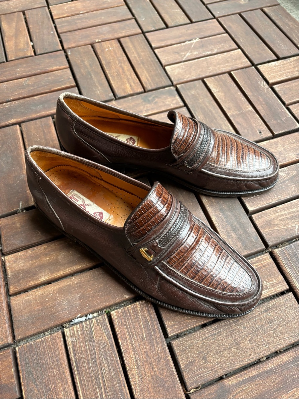 Brown leather dress loafers